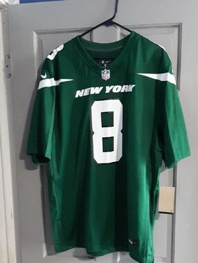 Nike Green New York Football Jersey with White Number 8